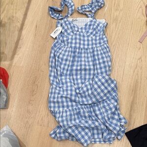 English Factory Blue and White Checkered Dress